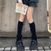 Black Warmer Lady Autumn Winter Crochet Sock Foot Cover 70cm Leg Warmers Lolita Socks Y2K Knitted Warm Foot Cover