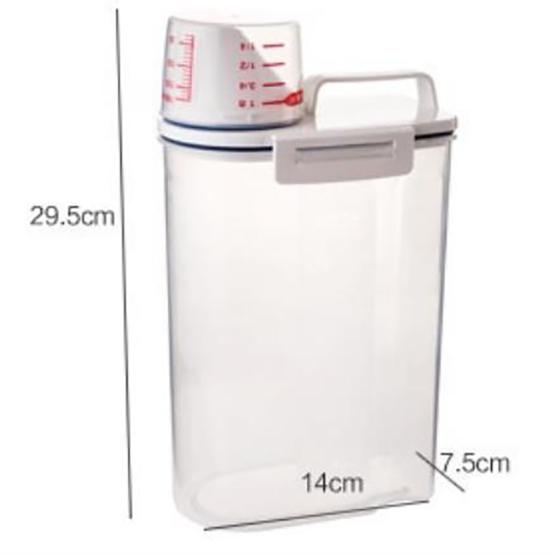 

WTEMPO японское пластиковое портативное ведро для риса с мерным стаканом, влагостойкий и защищенный от насекомых герметичный ящик для хранения риса, кухонный резервуар для хранения зерна 14*7.5*29.5cm белый