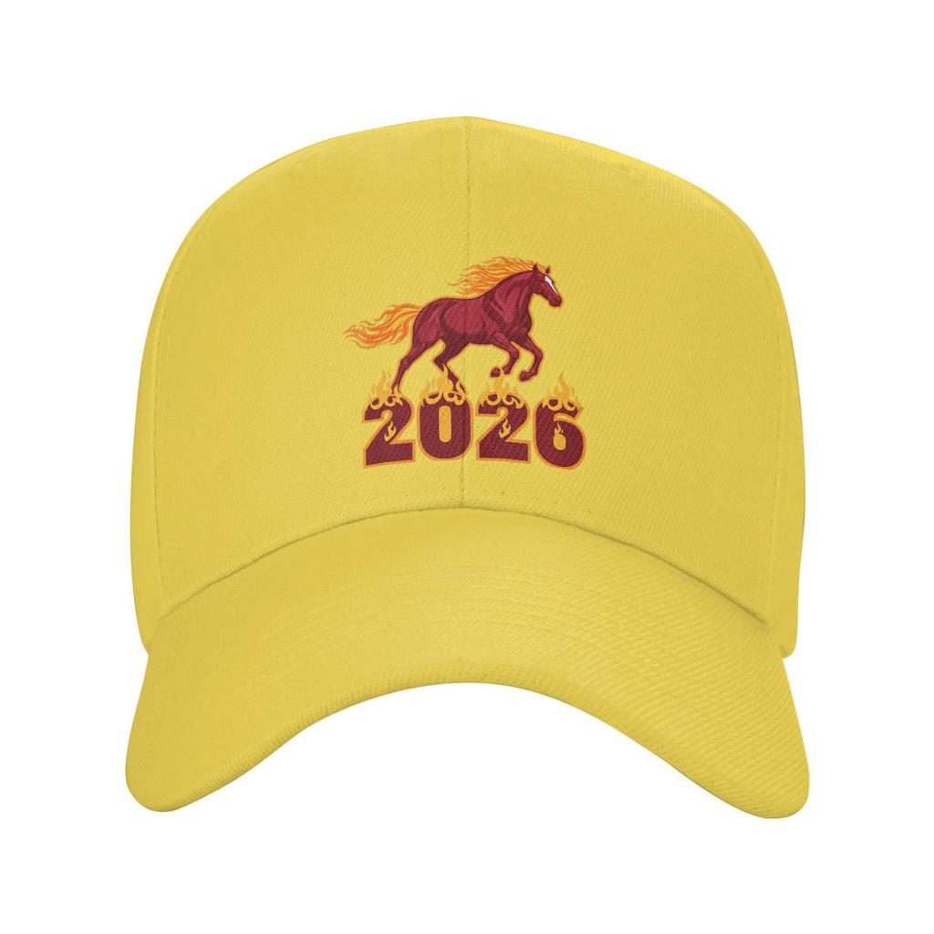 2026 Horse Year Racing Flame Graphic Zodiac New Year Sun Baseball Cap Summer Men Trucker Hat Y2k Retro Outdoor Gym Baseball Caps