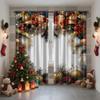 Set Of 2 Jit Festive Ribbon Ornaments Curtain Design Window Treatment Christmas Decor Curtains Light Filtering Made Polyester With Rod Pocket
