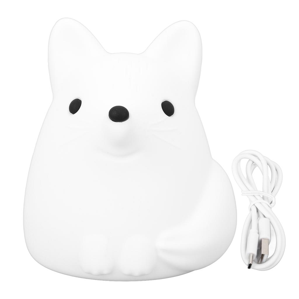 Cute Fox Night Light Silicone Tap Control USB Rechargeable Animal Nursery Night Lamp for Bedroom