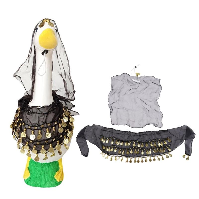 Belly Dance Outfit Set Belly Dance Hip Scarf,Coins Head Scarf Gypsy Costume Accessories for Womens Belly Dance Costume