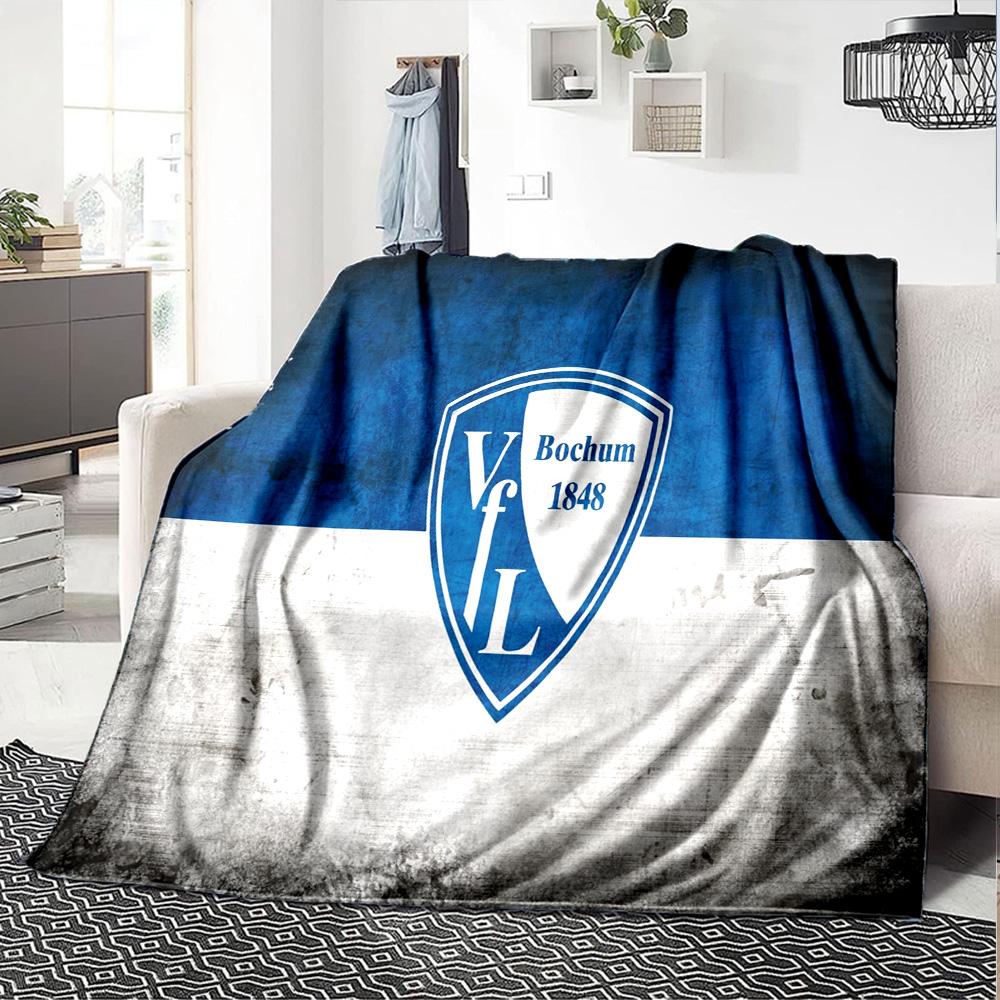 Bochum Crest Flannel Blanket, Soft Polyester, Modern Design, All-Season for Camping, Travel, Gifts for holidays or birthdays