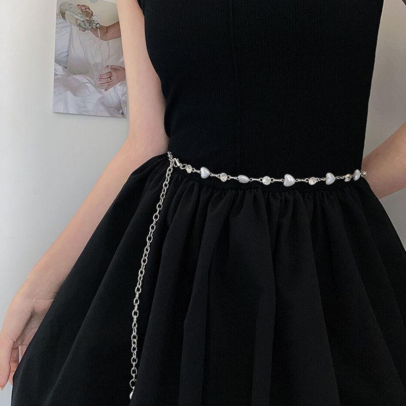 Elegant Women Pearl Waist Belt Female Girls Dress Heart Pearl Waist Chain Decoration Waistband Wedding Accessories