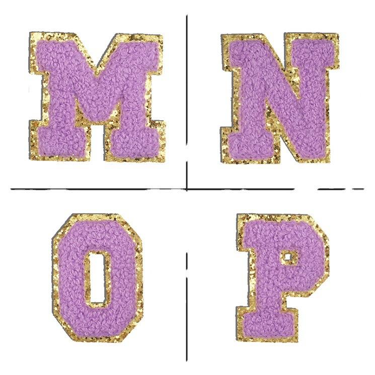 6Cm English Letter Towel Embroidery Patch Sticker Purple Letter Computer Embroidery Label Ironing Embroidery Chapter