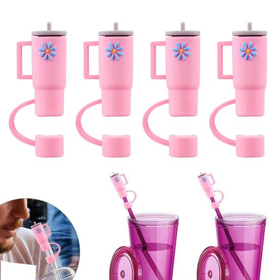 

4Pcs Dustproof Silicone Useful Creative Cup Shape Straw Tips Cover Straw Lid