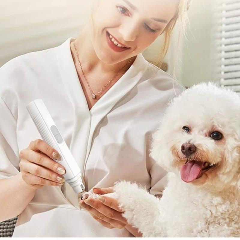 New 1Set Electric Nail Trimmer Silent Safety Cat With Lighting Nail Polisher For Small Large Dogs LED Pet Electric Nail Polisher