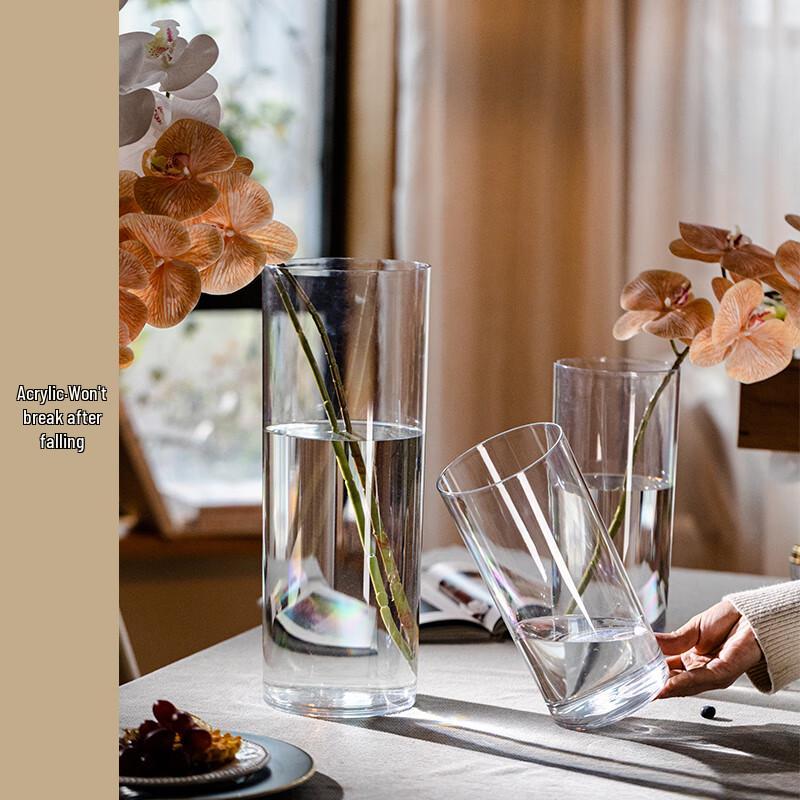 Transparent Acrylic Cylindrical Flower Vase