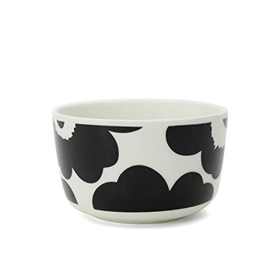 Marimekko Deep Black and 071066 190 9.5cm Bowl, UNIKKO, White, [Used]
