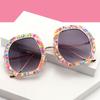 New large frame with diamonds, crushed candy granules, fashionable personality, versatile trend sunglasses, hot-selling sunglasses