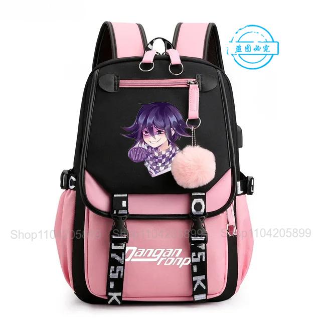 Zaino Danganronpa Anime Mochila Cartella Scolastica Studente Porta USB Borse da Viaggio Laptop Messenger Bag Grande Casual Regalo