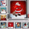 Curtain Shower Christmas With Hook Waterproof Fabric Bathroom Santa Xmas Claus