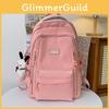 Capacity Large Simple Backpack With Solid Color And Letter Design For Daily
