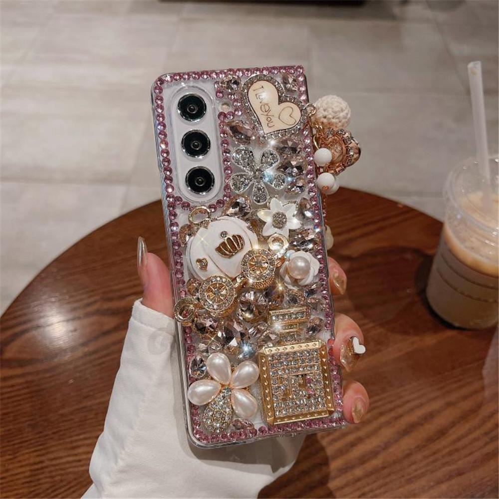 Exquisite Luxus DIY Diamant Anti-Drop Schutzhülle Für Samsung Galaxy Z Fold 7 6 5 4 3 2 Luxuriöser Strassstein Frau Telefon Celular Hülle