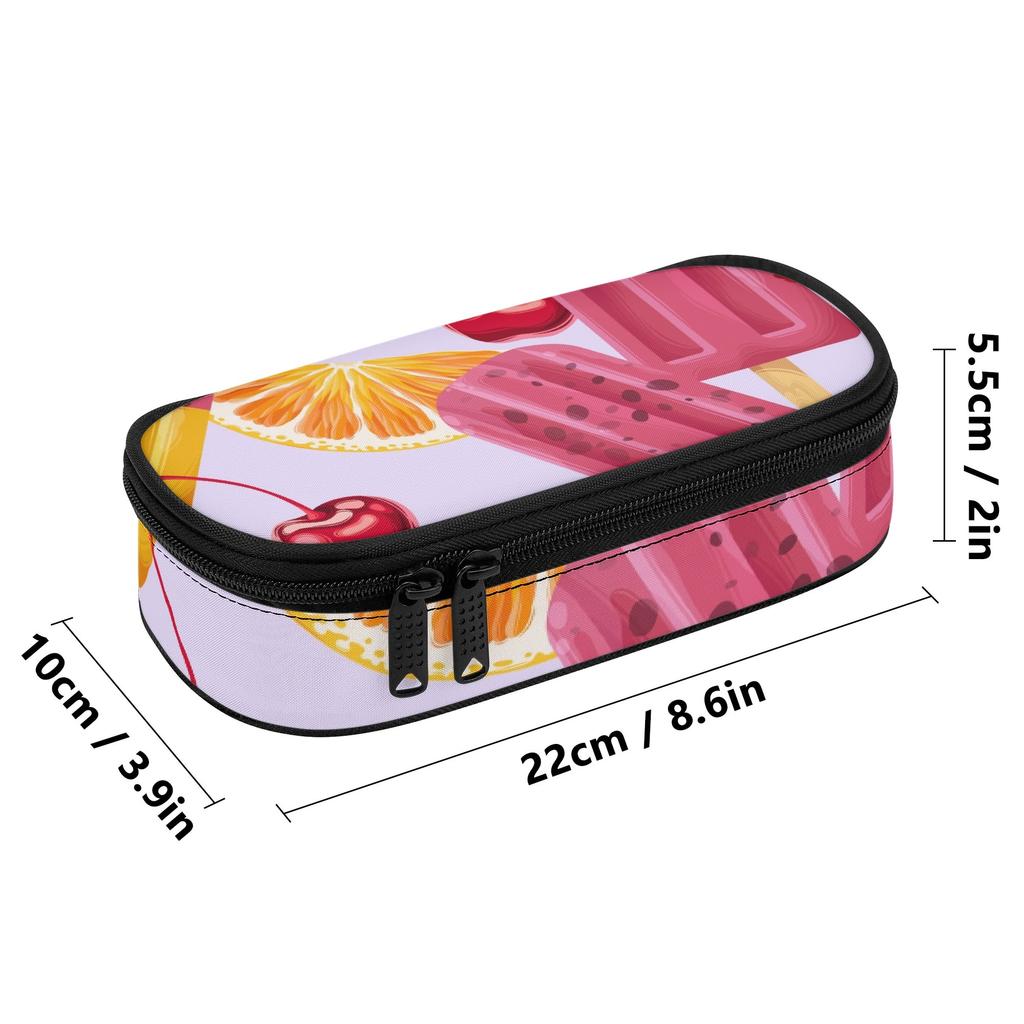 Pencil Pouch Printed Durable Polyester Fabric Smooth Zipper with Mesh Pocket Removable Divider and Pen Slots for Students
