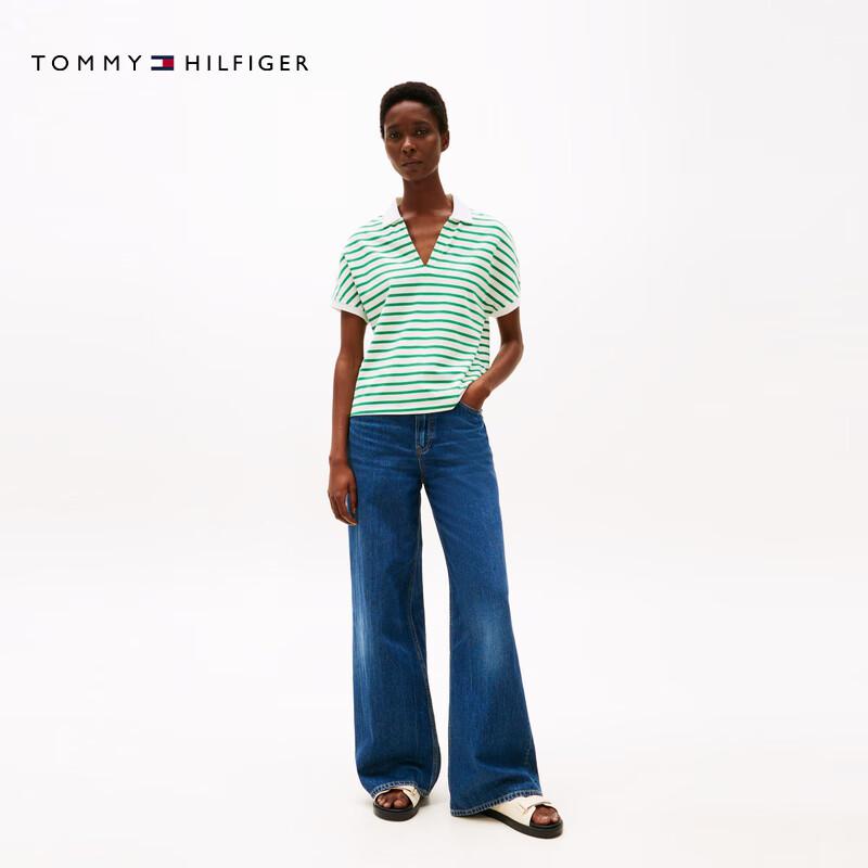 Tommy Hilfiger Women's 2025 S/S Premium Lyocell V-Neck Polo Tee