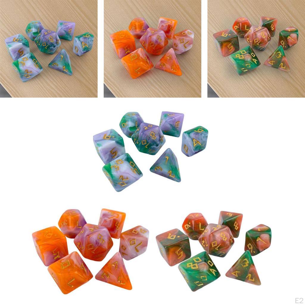 7 Pieces D4 D6 D8 D10 D12 D20 Multi Sided Dices Polyhedral Dice for Kids Toy Collection