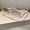 Vintage Rimless Sunglasses Women For Men Luxury Brand Designer Sun Glasses Punk Popular Sexy Lady Metal Chain Eyewear Uv400