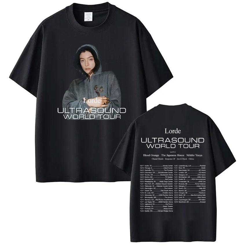 Sommer Lorde Ultraschall Welttournee Lorde Merch Grafik Neu Vielseitig für Damen/Herren 100% Reine Baumwolle Bedrucktes T-Shirt Y2k