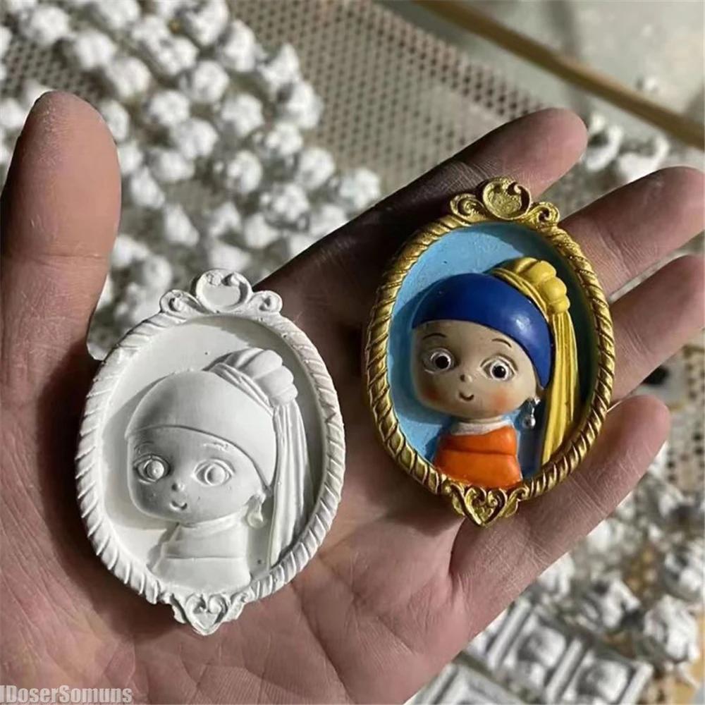 6PCS DIY Van Gogh Mona Lisa frigider magnet desen animat faimos pictură magnetic autocolant 3D rășină decorare casă drăguț