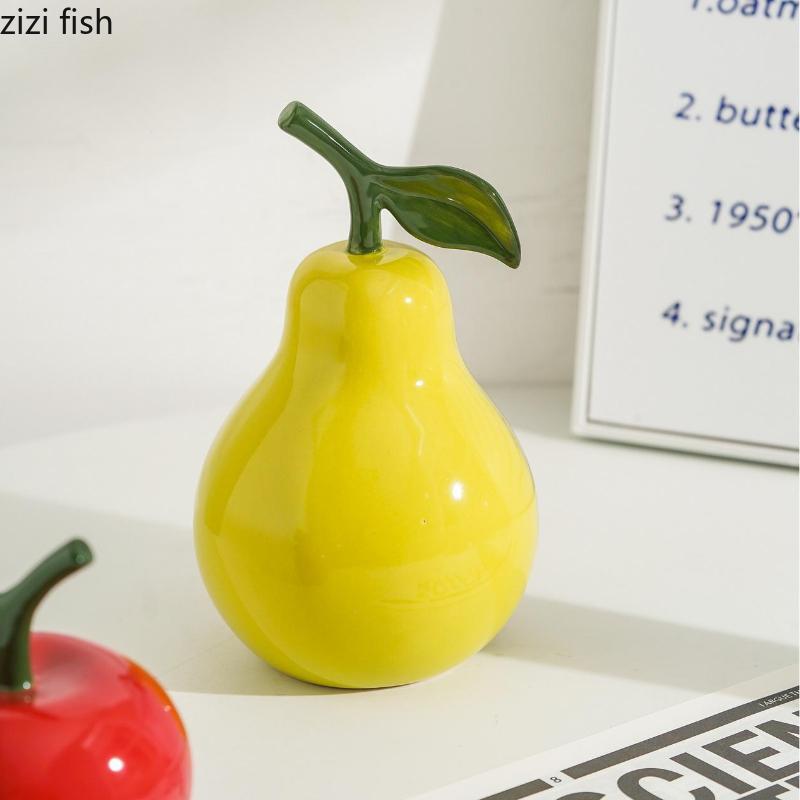 

Apple Pear Ornament Ceramic Simulation Fruit Statue Sculpture Artwork Birthday Gift Home Decoration Crafts Miniatures Figurines грушевый