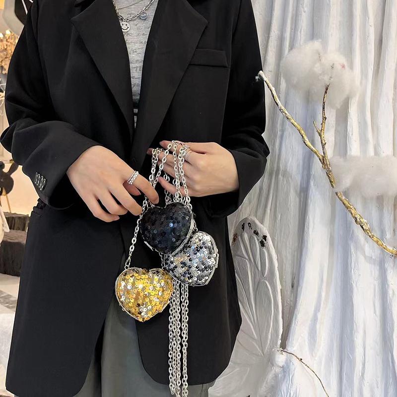 Pailletten Schulterketten Taschen Mini Umhängetasche Vielseitige Schulter Umhänge Mini Lippenstifttasche für Frauen