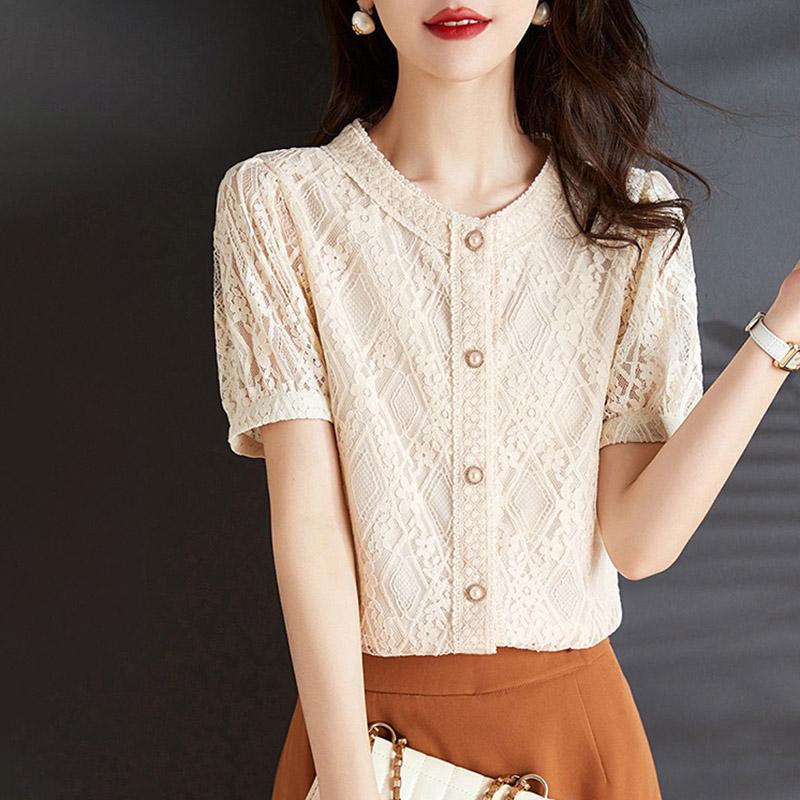 Tricou pentru Femei Vară Bumbac Tricou Moale Larg Dantelă Casual Confortabil Pulover Tricou Top