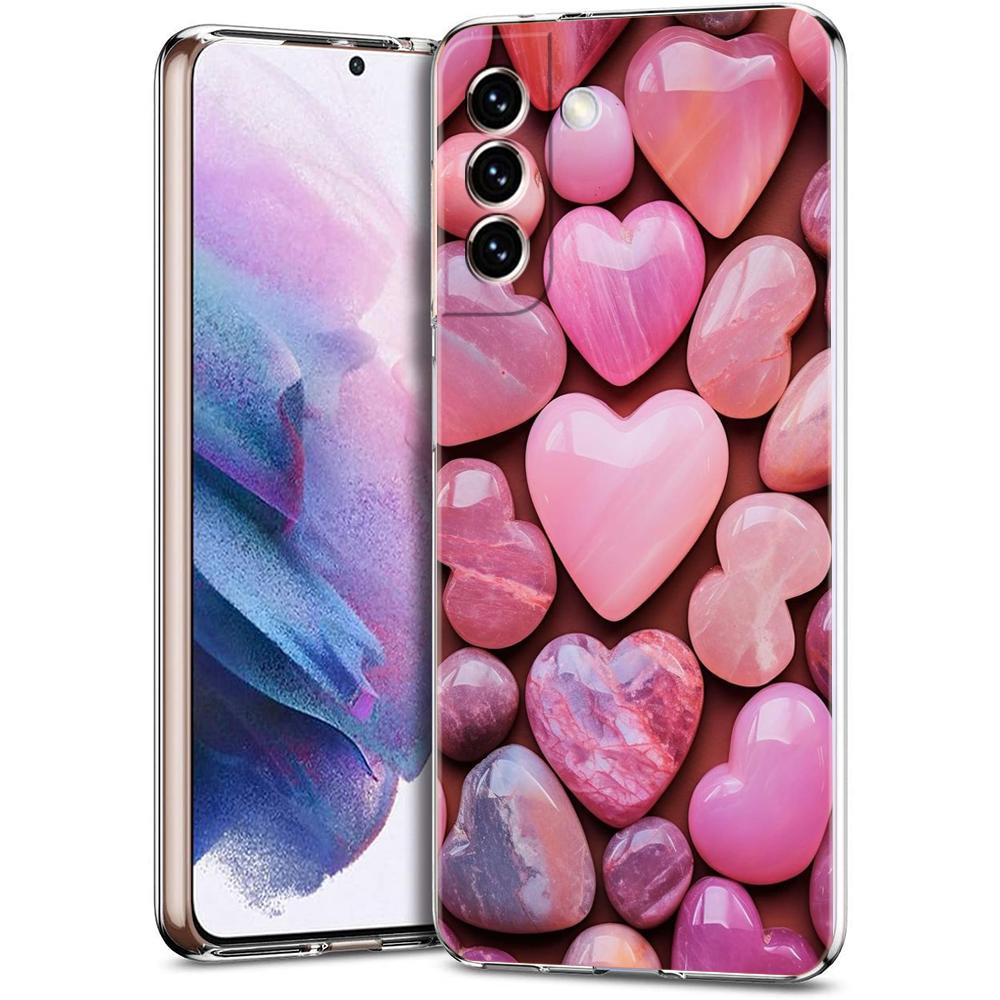 Colorful Love Heart Phone Case For Samsung Galaxy S24 Ultra S23 FE S22 S20 S21 5G S10 S9 Plus S10E S8 Soft Silicone Clear Cover