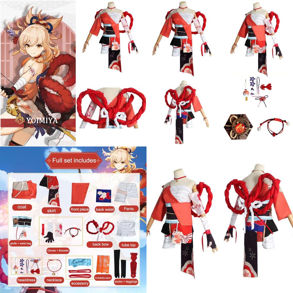 Genshin Impact Naganohara Yoimiya Anime Cosplay Costume Halloween Suit Female High-quality And Exquisitely Crafted
