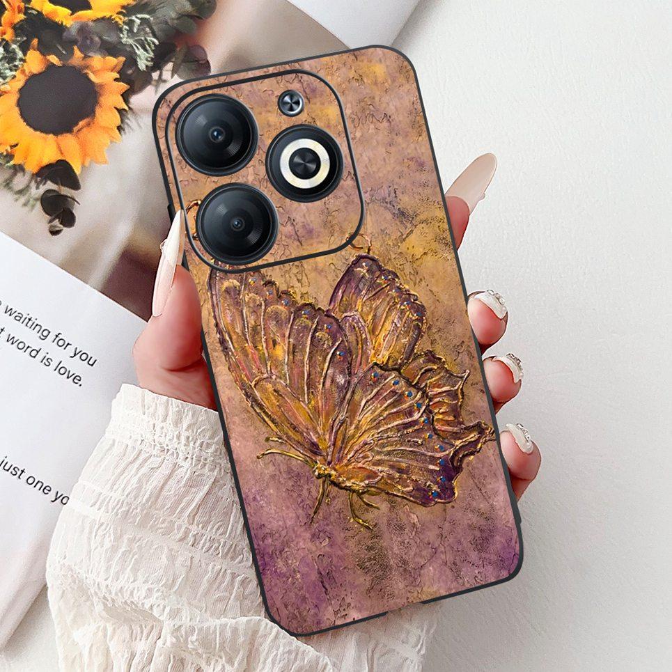 Cover For Infinix Smart 8 X6525 Back Casing Smart8 Colorful Butterfly Flower Luxury Painting Phone Case Transparent Soft TPU