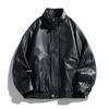 American retro PU leather jacket men's autumn loose trendy brand large size jacket top men's trendy stand-up collar windproof jacket