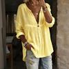 Women Casual Loose Fit Long Sleeve Button Pullover Top Relaxed Fit Blouse Lightweight Comfortable Tunic Shirt for Daily Wear