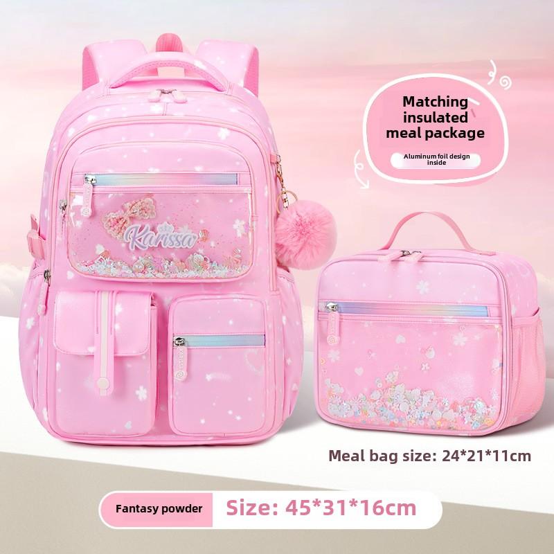 Sacs d'école primaires à nœud papillon pour filles Sac à dos pour enfants Avec pendentif Imperméable Orthopédique Sac d'école Sacs d'école Princesses