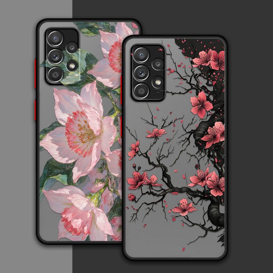 Phone Cover Case for Samsung Galaxy A54 A56 A55 A73 A33 A34 A36 A16 A15 A52S A72 A14 A23 A35 A17 A52 A53 Creative Flower Art