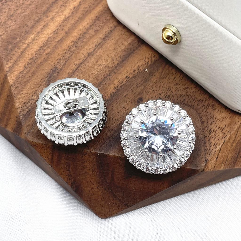 5pcs Luxury Crystal Small Buttons for Clothing, Cubic Zircon Shank, Decorative CZ Sewing Buttons for Shirt Cuff Link