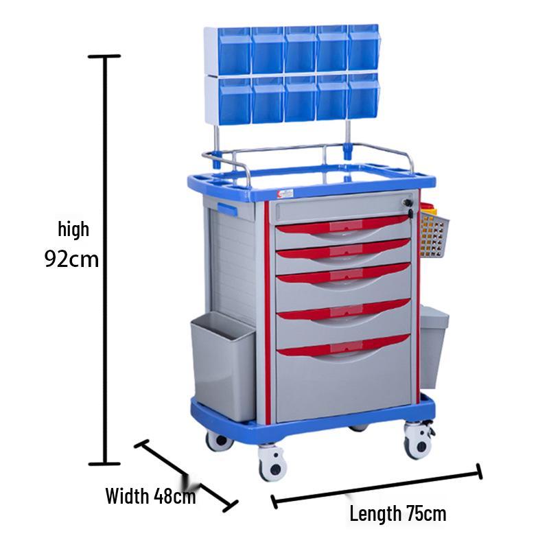 ABS Multifunctional Anesthesia and Infusion Emergency Cart with Five Drawers