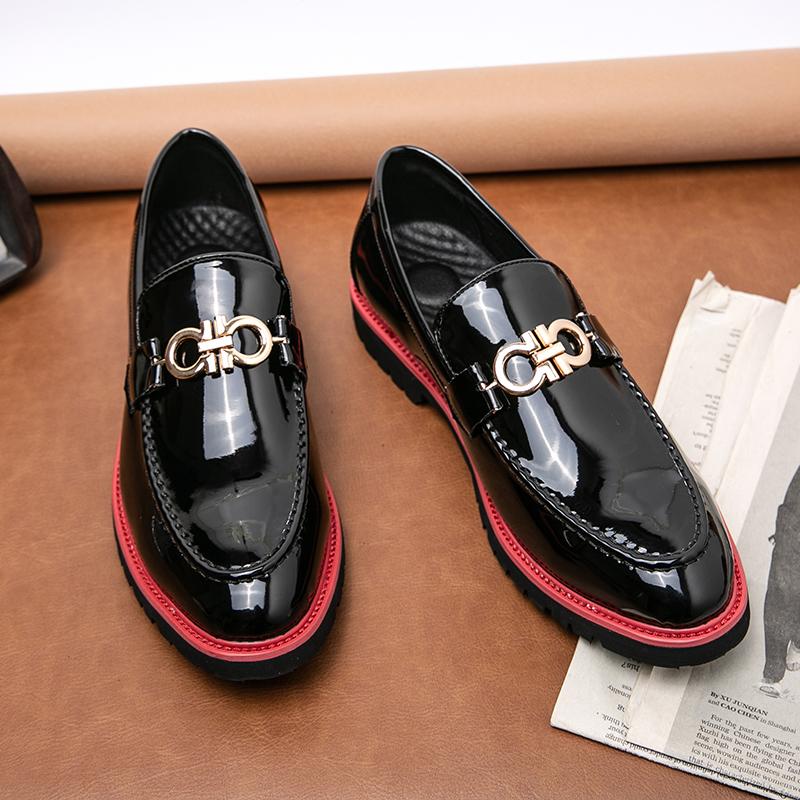 

Мужские мокасины в британском стиле, черные лакированные кожаные свадебные платья, блейзеры для выпускного вечера, смокинги, праздничные туфли, большой размер EU:42