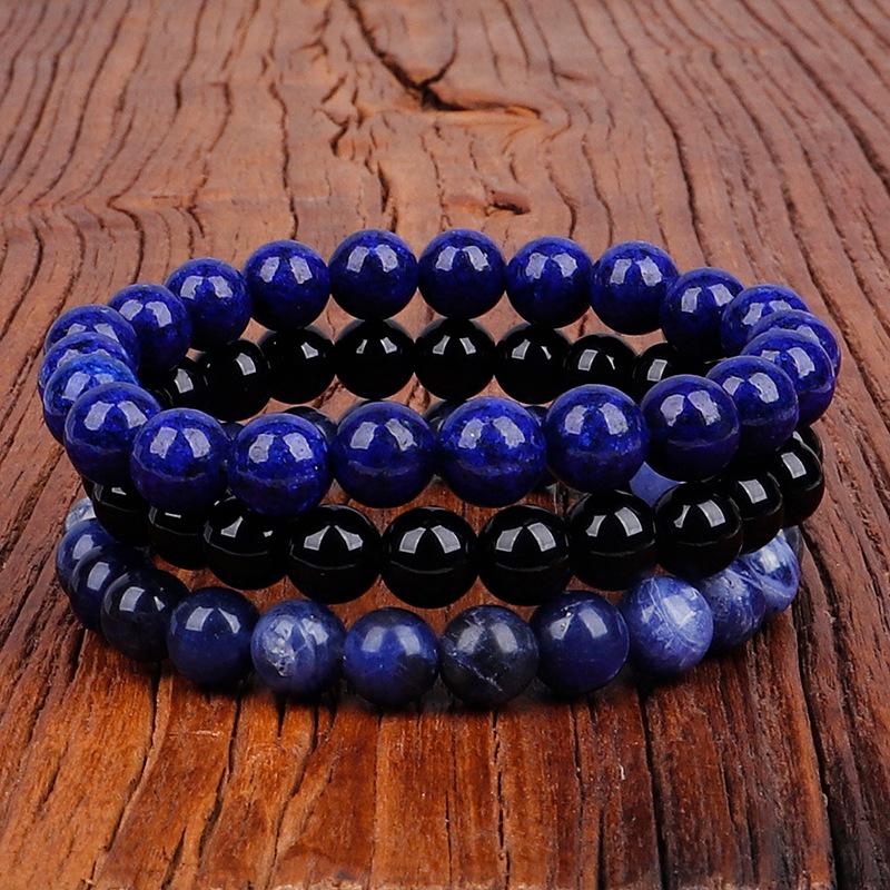 8mm Natural Stone Bracelet 3Pcs 1Set Rhodonite Rose Pink Quartzs  Amethysts Hematite Bracelets For Women Men Zircon