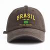 Berretto da Baseball Unisex con Stampa Bandiera Lettere Brasile Lavato Cappello da Papà Retrò Vintage Disponibile in Diversi Colori Retrò Cappello da Sole da Esterno
