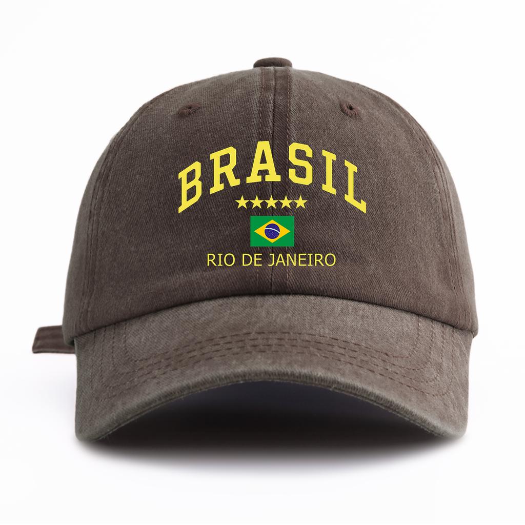 Berretto da Baseball Unisex con Stampa Bandiera Lettere Brasile Lavato Cappello da Papà Retrò Vintage Disponibile in Diversi Colori Retrò Cappello da Sole da Esterno