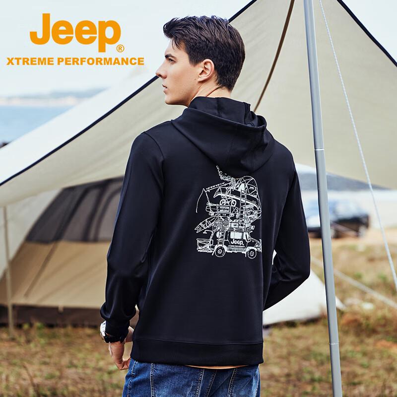 Jeep Men's Fleece-Lined Hooded Long Sleeve T-Shirt