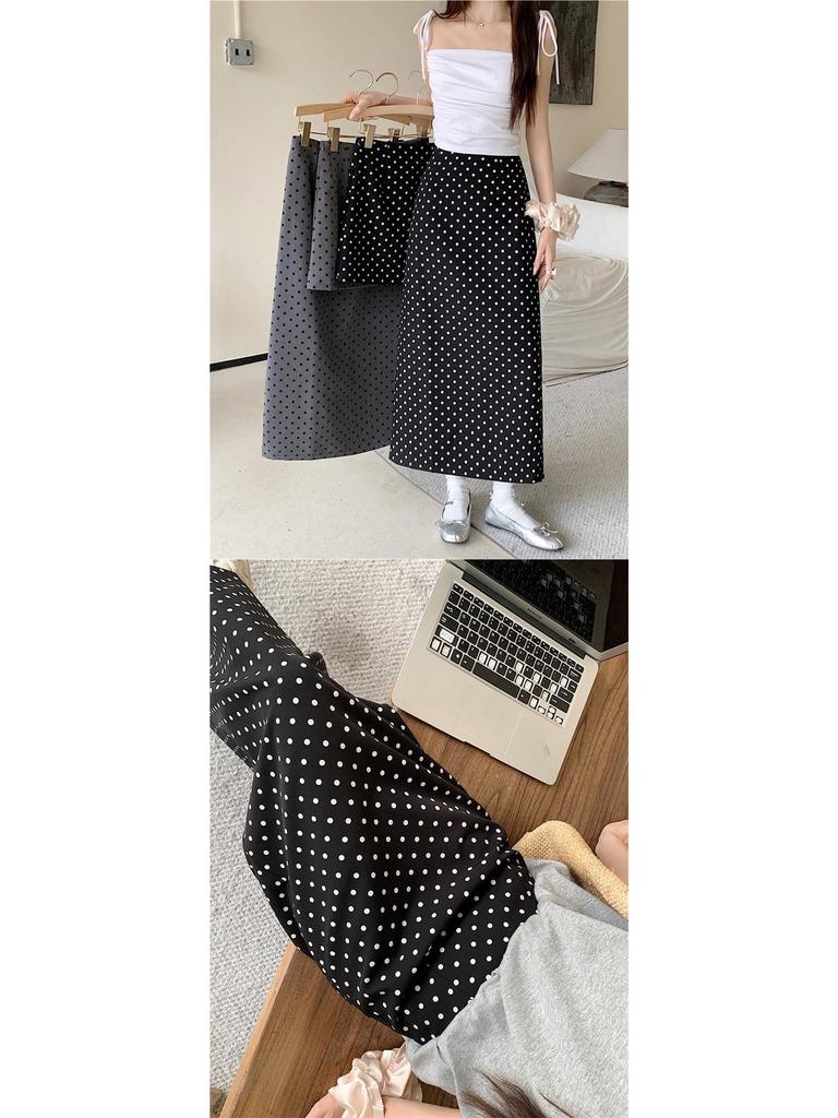 2026 Damen High-Waist A-Linien Polka Dot Midi-Rock mit Schlitz - Neuer Sommer-Artikel
