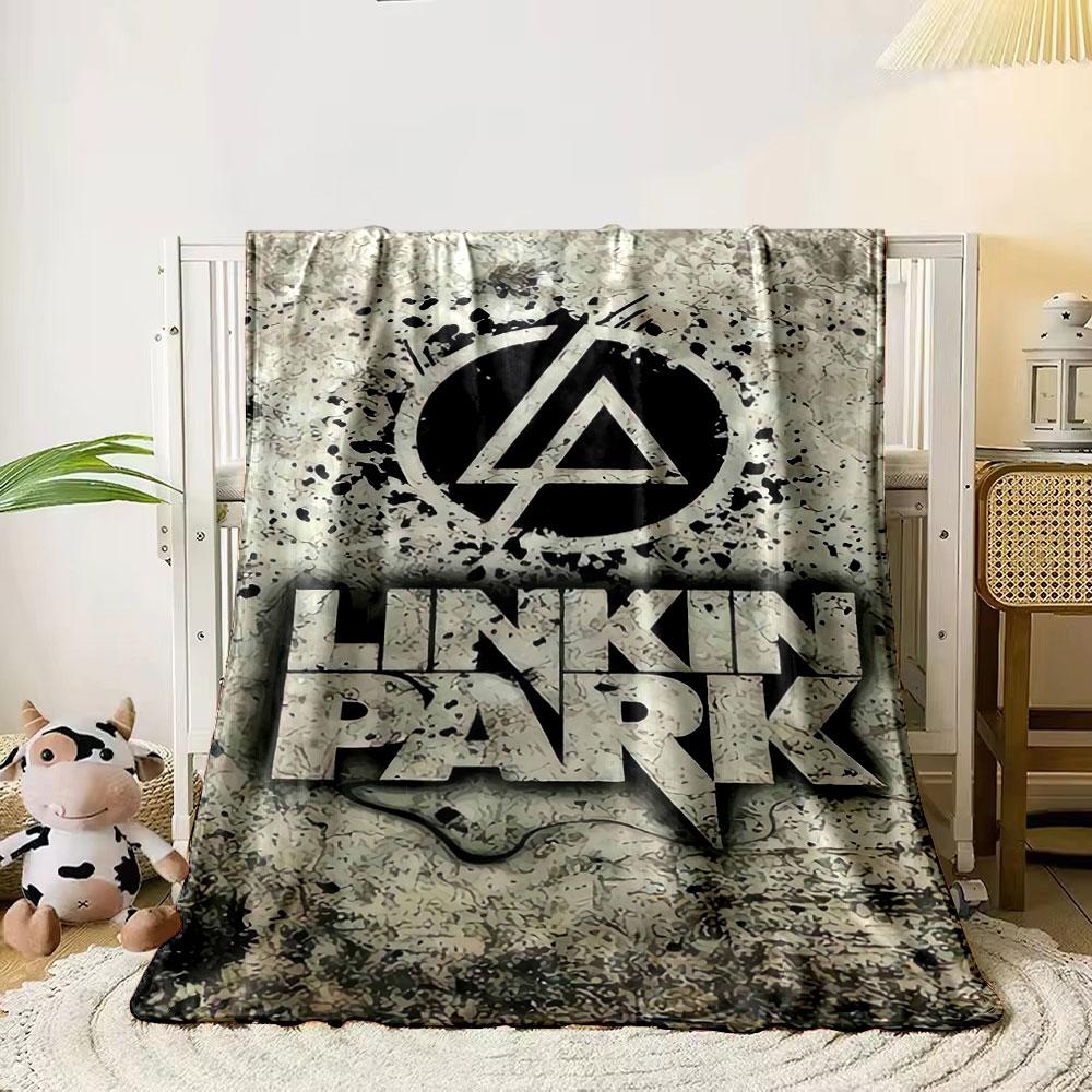 Geometric logo with splatter effects and bold "Linkin Park" typography. for all seasons blanket lunch break throw gift