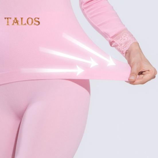 1 Set Damen Thermo-Unterwäsche-Set, Herbst/Winter, Spitze, V-Ausschnitt, Langarm, Hemd, Unterteil, lange Hosen, warme Basisschicht, Top, Leggings