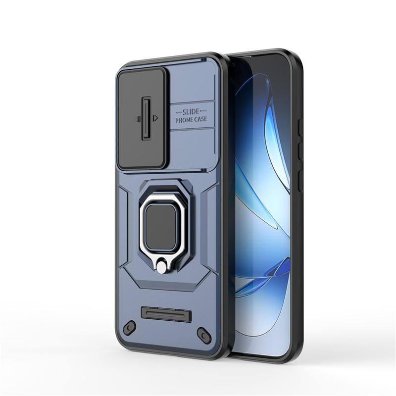 

For OPPO Reno13 Case OPPO Reno13 Pro Cover Slide Camera Protector Bumper Ring Holder Protective Phone Cases On Reno 13 Pro Funda For Reno13 Pro синий