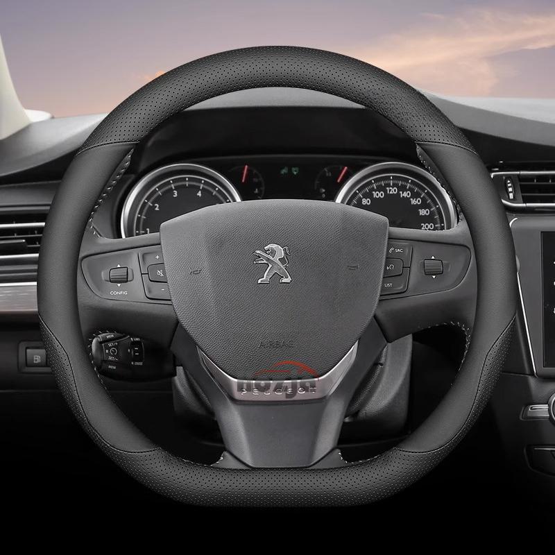 35cm 38cm Leather Car Steering Wheel Cover for Peugeot 5008 408 308 Rifter e-Expert Expert e-Traveller Landtrek Accessories
