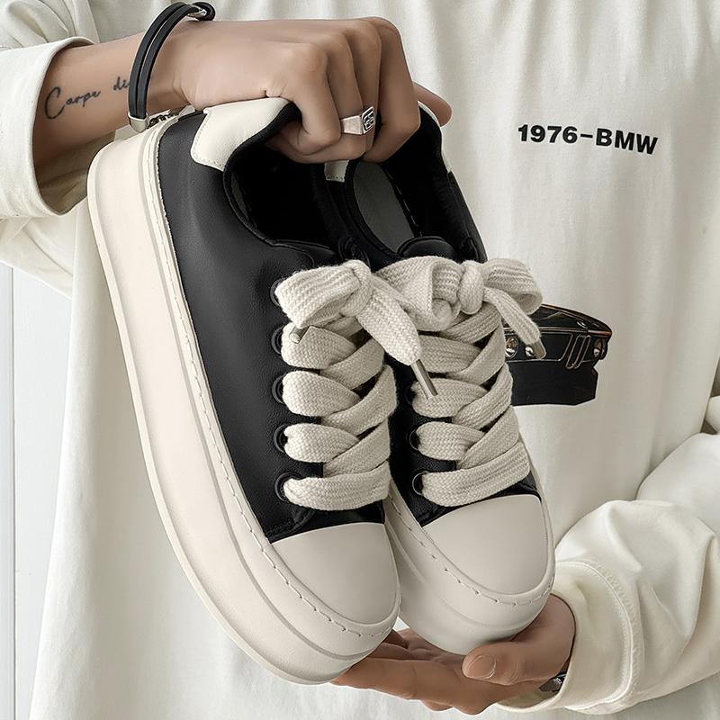 Fashion 2025 New Male Comfortable Sneakers Lace-Up All-match Flats Leather Fashion Skate Shoes Men Luxury Brand Men Casual Walking Shoes