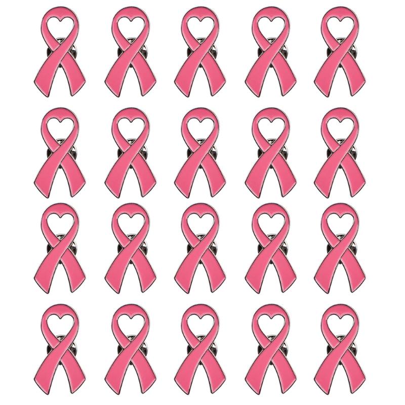 

20pcs Breast Cancers Awareness Enamel Lapel Pin Heart Ribbon Brooches Pins Public Welfare Badges Party Jewelry Accessory 1