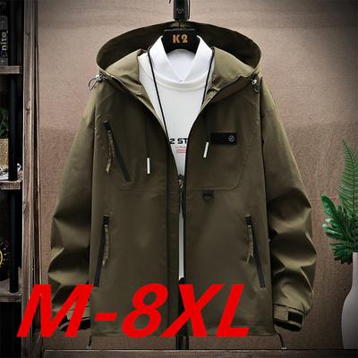 Giacca Oversize M-8XL Uomo Impermeabile con Cappuccio Antivento Giacca Bomber Casual Militare Giacca Larga con Cerniera Nuovo