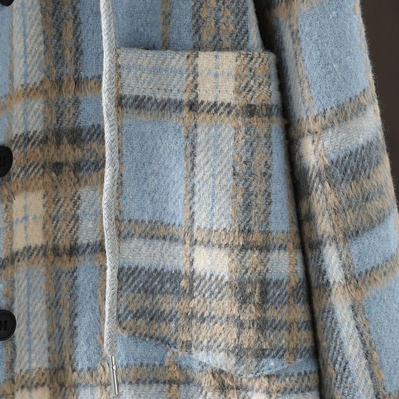 DIMANAF 2025 New Autumn Winter Plus Size Women Coats Jackets Hooded Cotton Thick Long Sleeve Loose Casual Outerwear Vintage Lady Plaid